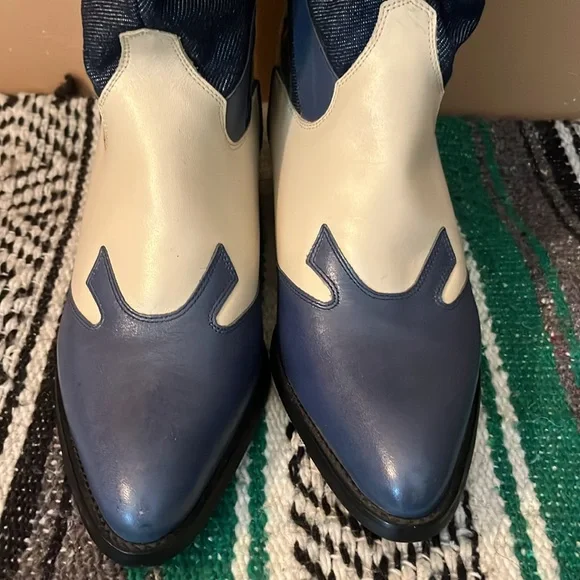 VINTAGE NEW OLD STOCK! ACME denim leather western boots women’s  8 - Picture 9 of 15